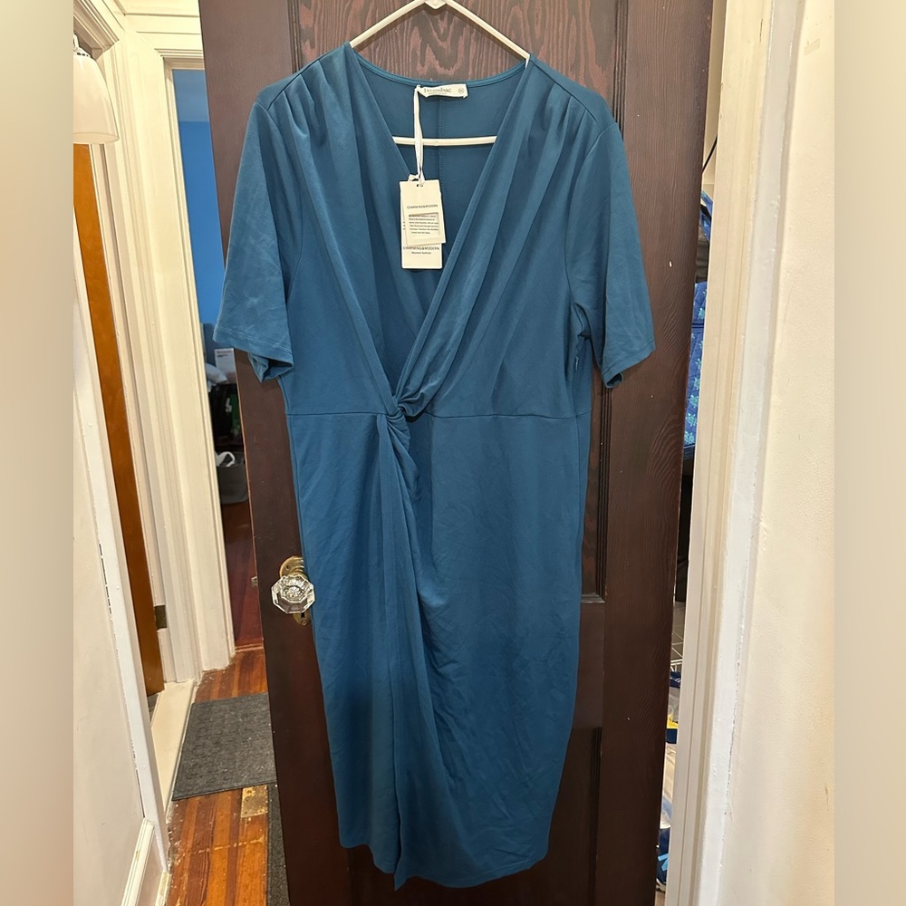 Jasambac 2 xl women’s teal dress perfect for work or night out